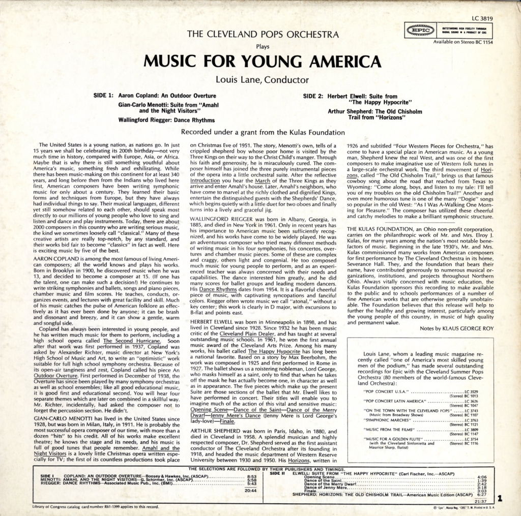Music for Young America back